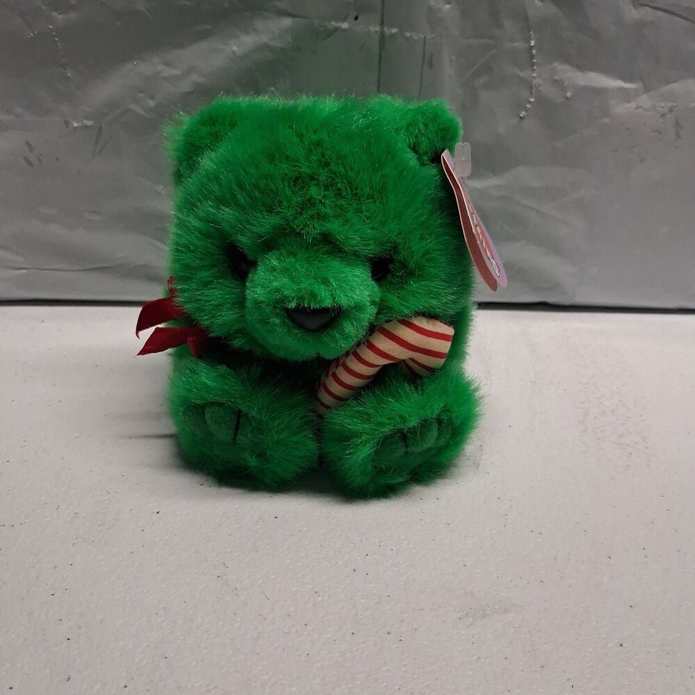 Plush New With Tags Puffkins Green With Candy Cane Jingles
